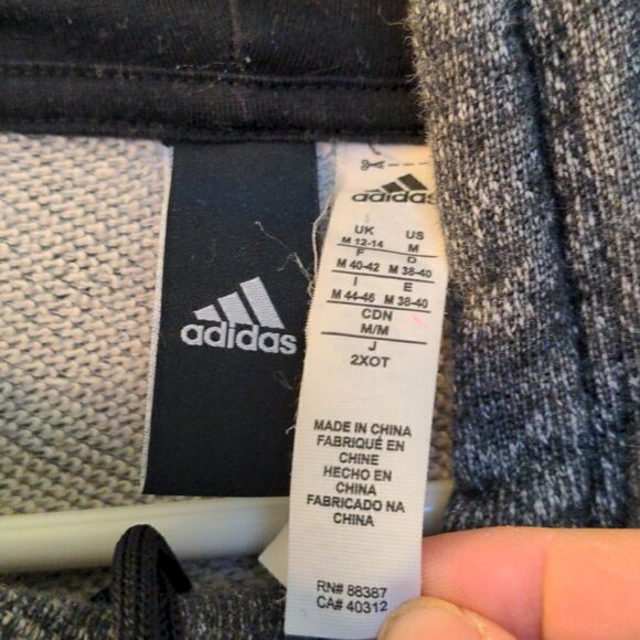 Adidas Heather Black + Grey Hoodie Sz M - Picture 6 of 9